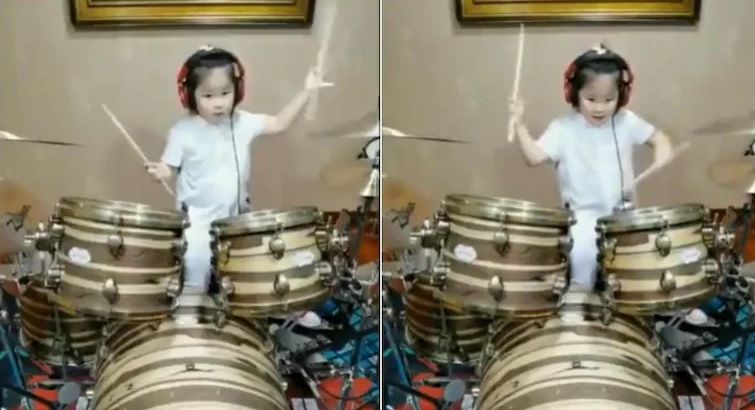 Вирално видео: 5-годишно девојче покажа како се свири на тапани!