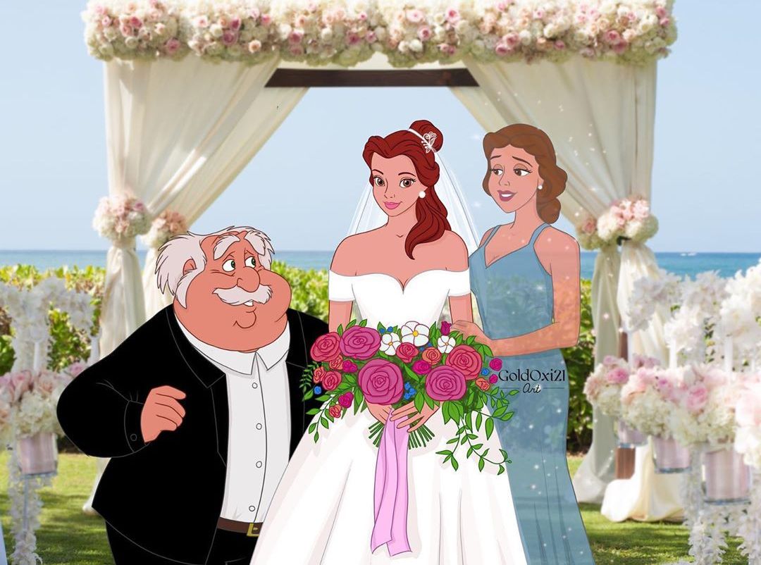 Уметник замислува како би изгледале родителите на принцезите на Дизни ако биле присутни на венчавката