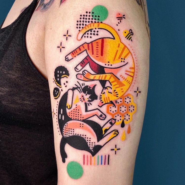 Овие шарени тетоважи од животни изгледаат како ликови од стрипови 