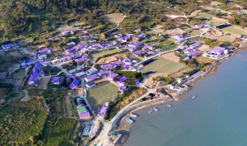 Јужнокорејски остров обои град во виолетова боја за да привлече туристи 