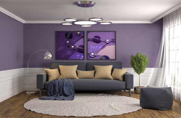 Виолетова боја – идеален избор за декорација на дневната соба