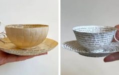 Уметница изработува необични хартиени скулптури на шолји за чај